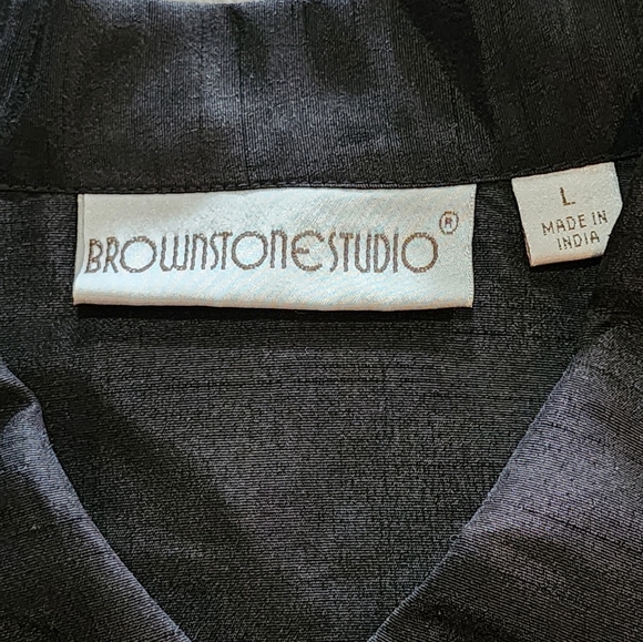 Brownstone Studio Y2K Floral Embroidered Black Button Jacket L - Picture 6 of 7